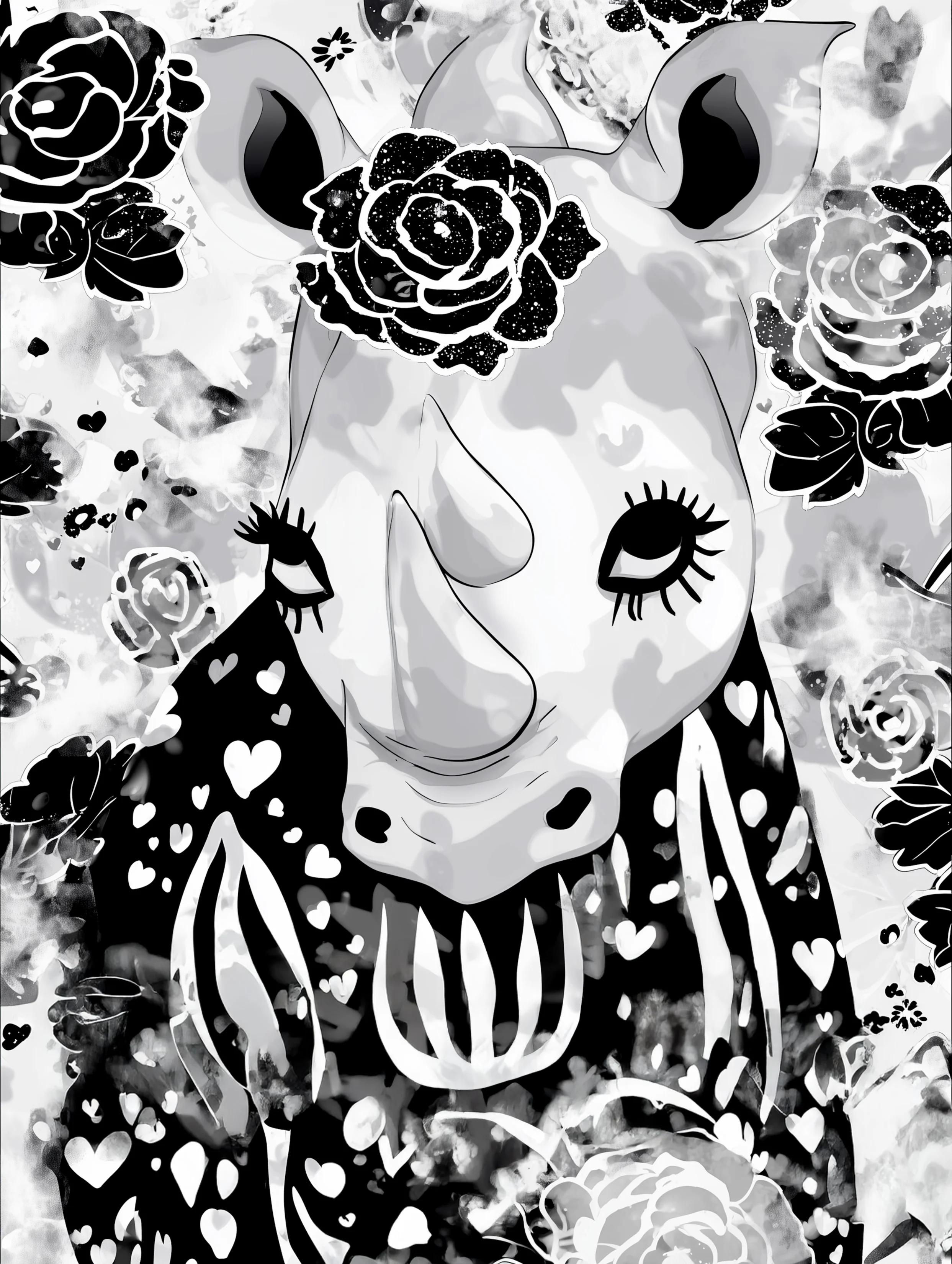 Free printable rhino coloring pages for adults featuring long lashes rhino